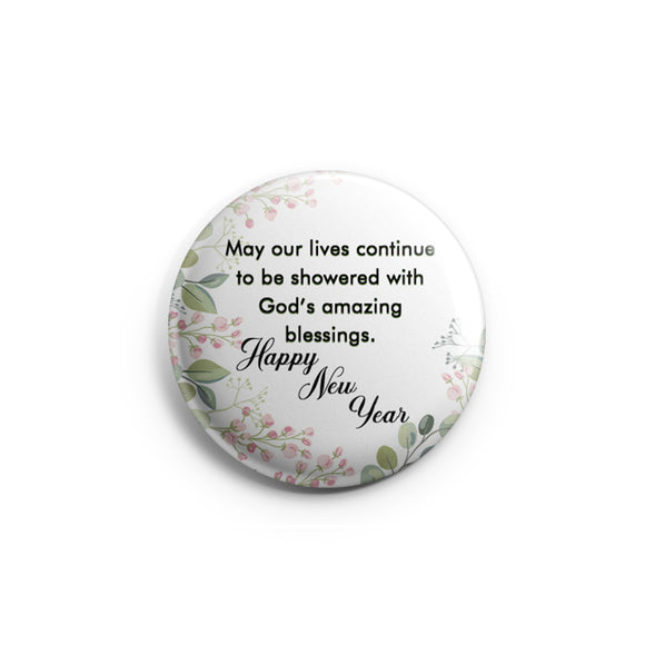 AVI 58mm Badge Happy New Year Quote Regular Size R8002301