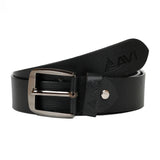 AVI Mens Classic Handcrafted Black Leather Belt