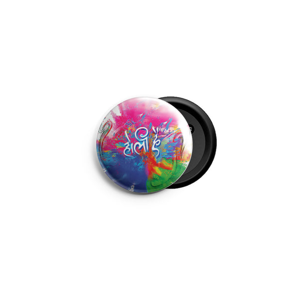 AVI 58mm Regular Size Badge Multicolor Holi hai Hindi R8002345