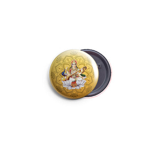 AVI 58mm Fridge Magnet Yellow Goddess Saraswati Hindu God Regular Size MR8002365