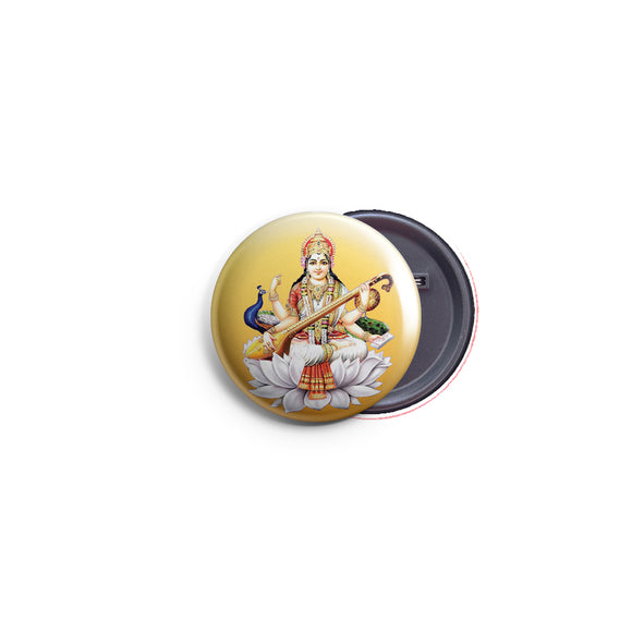 AVI 58mm Fridge Magnet Plain Yellow Goddess Saraswati Hindu God Regular Size MR8002366