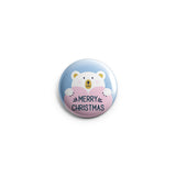 AVI 58mm Badge Blue Teddy Bear Merry Christmas wish Regular Size R8002413