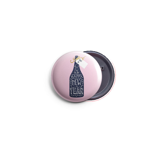 AVI 58mm Badge Pink New Year Christmas Wish Bottle Regular Size R8002417