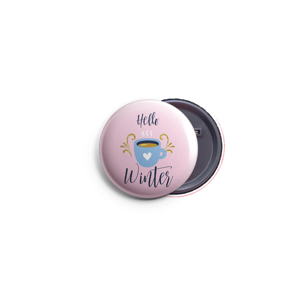 AVI 58mm Badge Pink Hello winter Christmas Regular Size R8002419