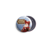 AVI Badge Merry Christmas Xmas wish with Santa Claus Regular Size 58mm R8002450