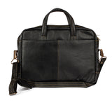 AVI Genuine Leather Black Executive Laptop Bag with Single Compartment