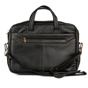 AVI Genuine Leather Black Executive Laptop Bag with Single Compartment