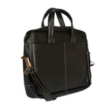 AVI Genuine Leather Black Executive Laptop Bag with Single Compartment