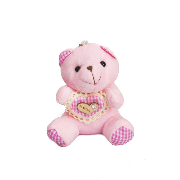 AVI Techpro Multicolour Valentines'day Love Soft Plush Teddy with Heart Keychain Gift for Couples