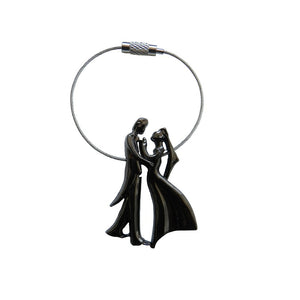 AVI Techpro Valentines'day Romantic Black Metal Keychain Gift For Couples