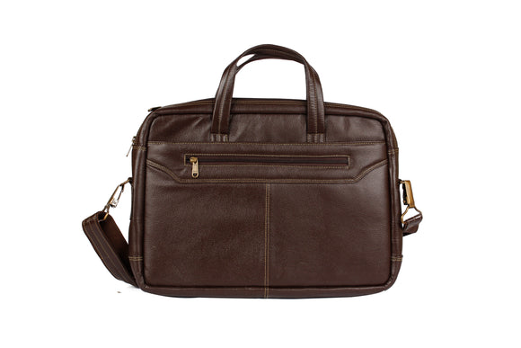AVI Genuine Leather DarkTan Executive Laptop Bag with Single Compartment
