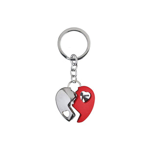 AVI Techpro Multicolour Valentines'day Romantic Metal Heart Keychain Gift for Couples