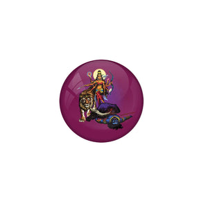 AVI Badge with Purple Colour Hindu God Durga Killing Mahishasura Design Regular Size 58mm R8000188