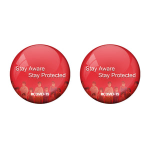 Stay Aware Corona Virus COVID -19 Badge R8000935 x 2