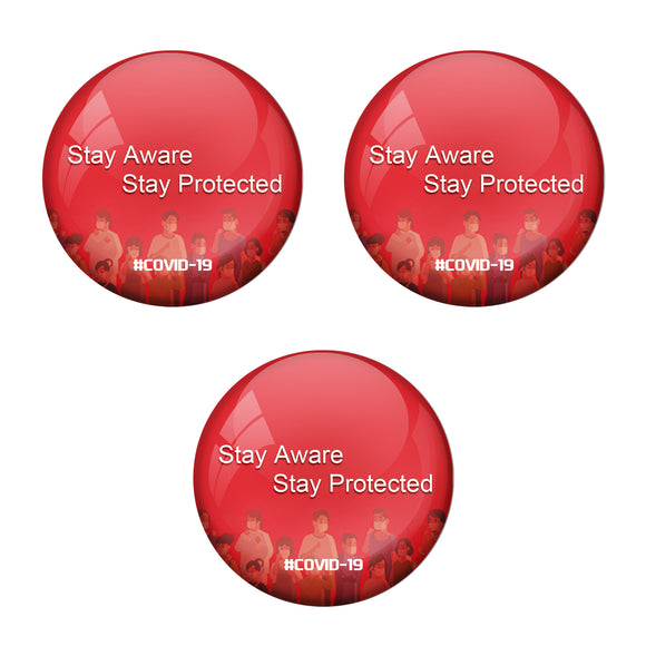 Stay aware Corona COVID-19 Virus Badge R8000935 x 3