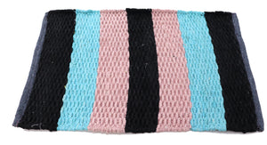 Black pink blue black striped Fabric Door Mat 23 x 15 inches FFM00007