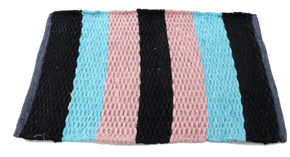 Black pink blue black striped Fabric Door Mat 23 x 15 inches FFM00007