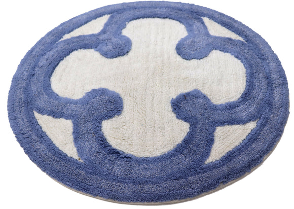 Circular Fabric Door Mat with in Light Blue and White color Diameter 26