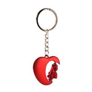AVI Techpro Doublesided Multicolor Metal Heart with Rotating Couple Design Keychain