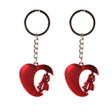 AVI Techpro Doublesided Multicolor Metal Heart with Rotating Couple Design Keychain