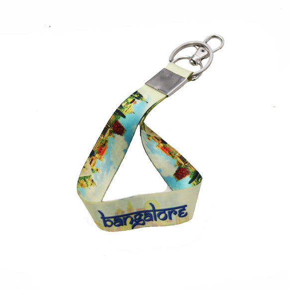 AVI Fabric Small ID tag type Keychain Cream with Bangalore Karnataka design R1403055