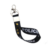 AVI Fabric Small ID tag type Keychain Black with  police design R1403058