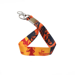 AVI Small Size Fabric ID tag type Keychain Yellow with Hindu God Jai Bajrang Bali (Hanuman) design R1403062