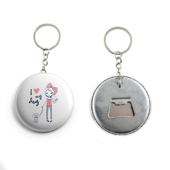 AVI White Keychain Metal I love my dog for pet lovers Design R7000026