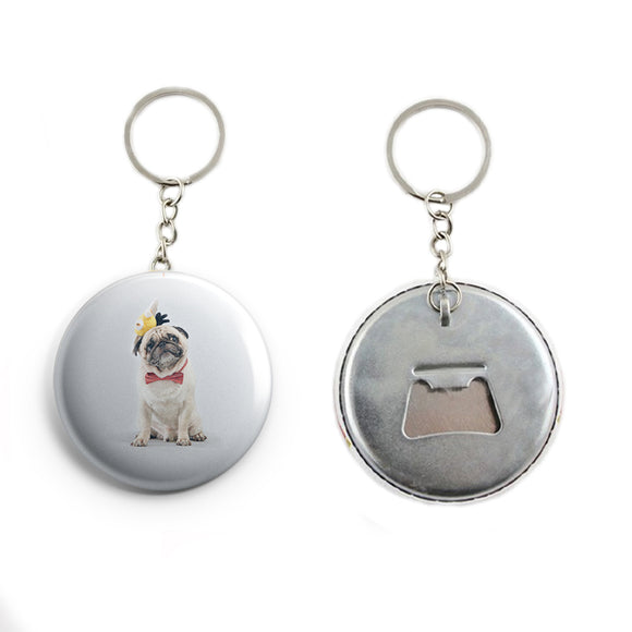 AVI White Keychain Metal Pug dog for pet lovers Design R7000028
