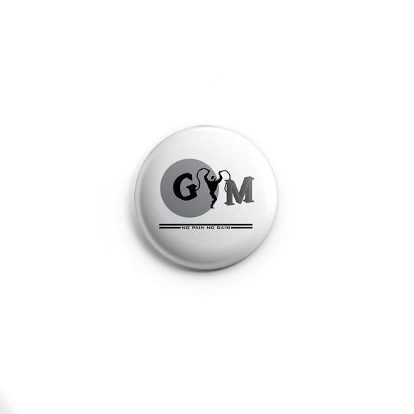 AVI 58mm Regular Size Badge White GYM no pain no gain R8000062