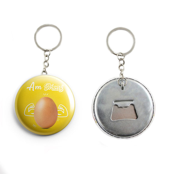 AVI Yellow Eggetarian I am strong quote Keychain Regular Size Metal 58mm R7000497