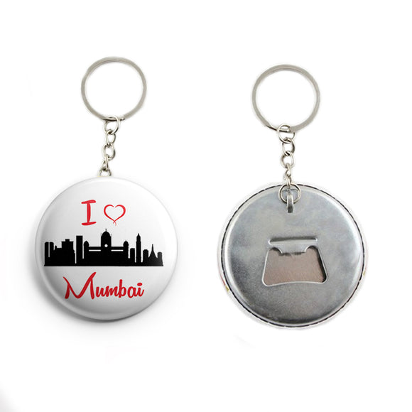 AVI White I love Mumbai Keychain Regular Size Metal 58mm R7002038