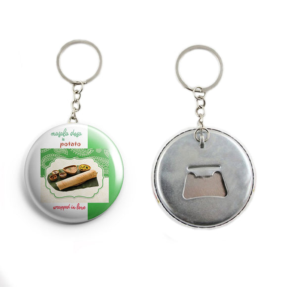 AVI White Masala Dosa is potato wrapped in love Keychain Regular Size Metal 58mm R7002046