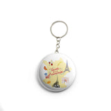 AVI White Eiffel Tower Paris France French life written in French Keychain Regular Size Metal 58mm R7002048