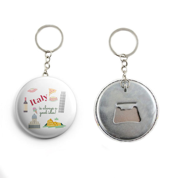 AVI White Italy is always a good idea Pisa Keychain Regular Size Metal 58mm R7002049