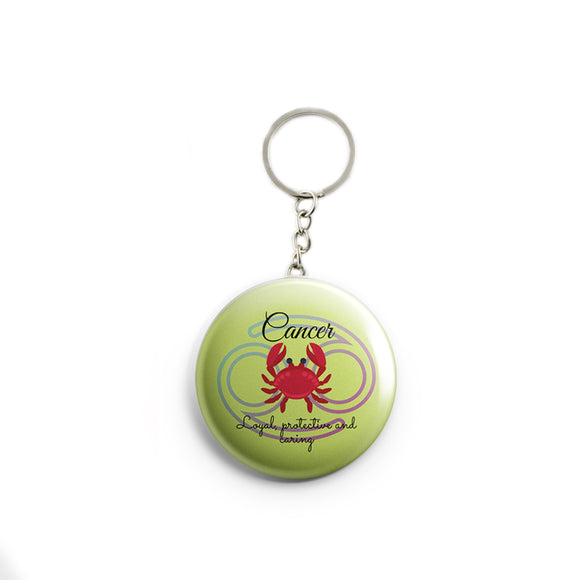 AVI Green Cancer Zodiac sign with traits Red Keychain Regular Size Metal 58mm R7002064