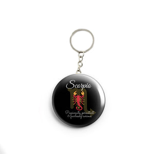 AVI Black Scorpio Zodiac sign with traits Red Keychain Regular Size Metal 58mm R7002067