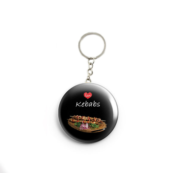 AVI Black Kebab Food design Keychain Regular Size Metal 58mm R7002186