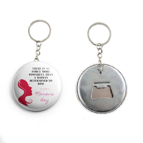 AVI White Happy Women's Day with quote Keychain Regular Size Metal 58mm R7002342