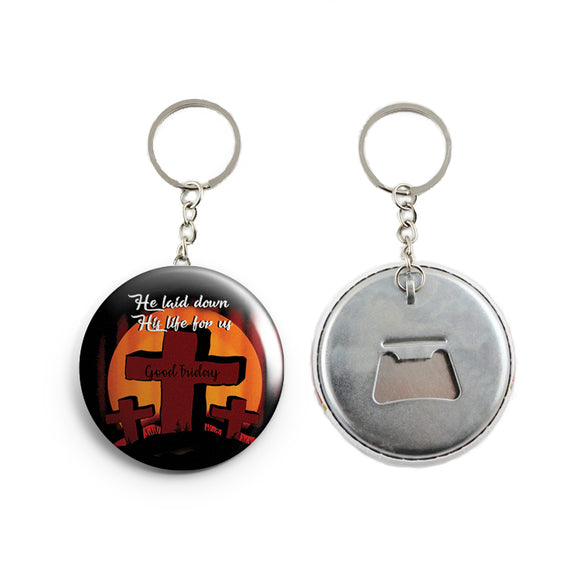AVI Black Good Friday He laid down His life for us Keychain Regular Size Metal 58mm R7002350