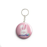 AVI Pink Happy Easter Bunny Keychain Regular Size Metal 58mm R7002353