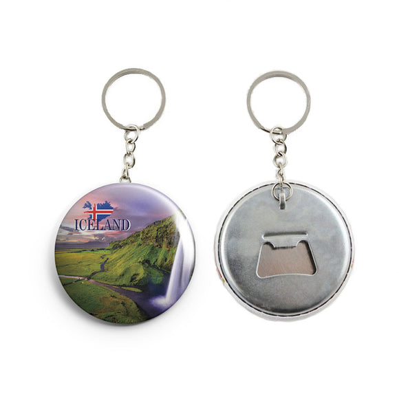 AVI Blue Iceland Waterfalls Travel Souvenir Keychain Regular Size Metal 58mm R7002372