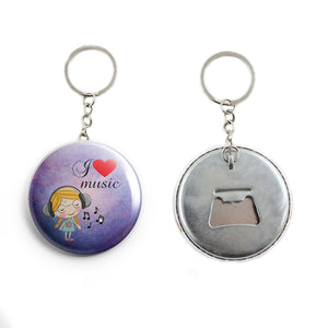 AVI Purple I love Music quote Quote Keychain Regular Size Metal 58mm R7002375