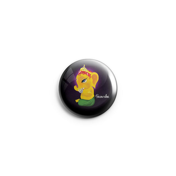 AVI Badge Regular Size 58mm Hindu God Ganesha with Purple Black Background R8000186