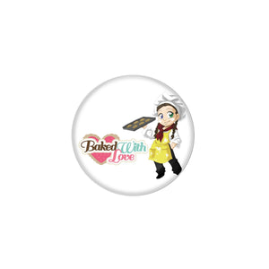 AVI Pin Badges with Multicolor Food Lovers " Baked With Love" Badge Design