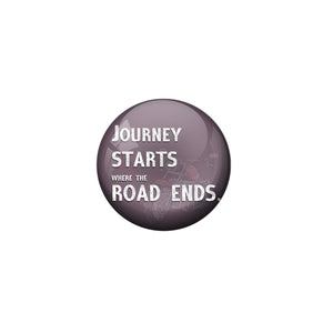 AVI Pin Badges with Multicolor Bike Riders '' Journey Starts Where The Road Ends '' Badge Design
