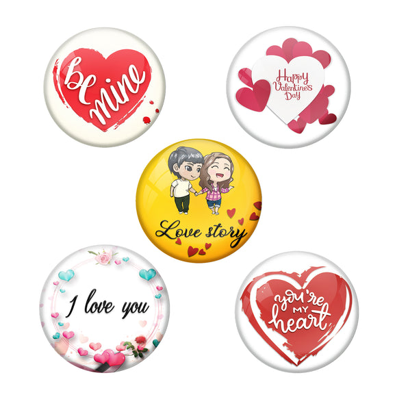 Set of 5 Valentine's day theme Magnetic Badges