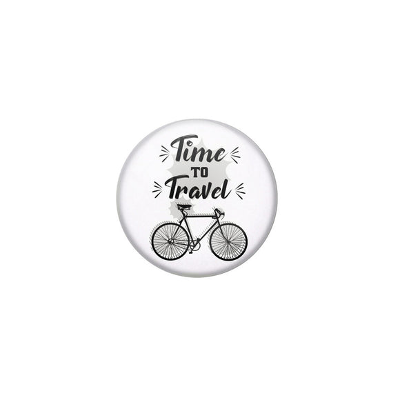 AVI White Colour Metal Badge Time to travel With Glossy Finish Design