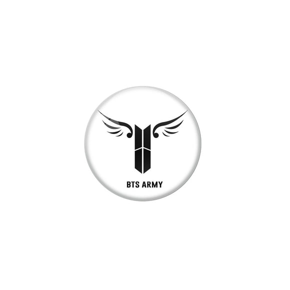 AVI White Colour Metal Badge BTS Army With Glossy Finish Design
