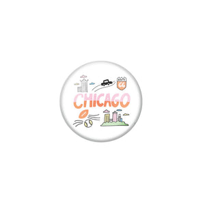 AVI White Colour Metal Badge Chicago  Regular Size 58mm R8001303